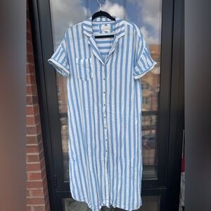 Anthropologie Blue and White Striped Maxi Dress